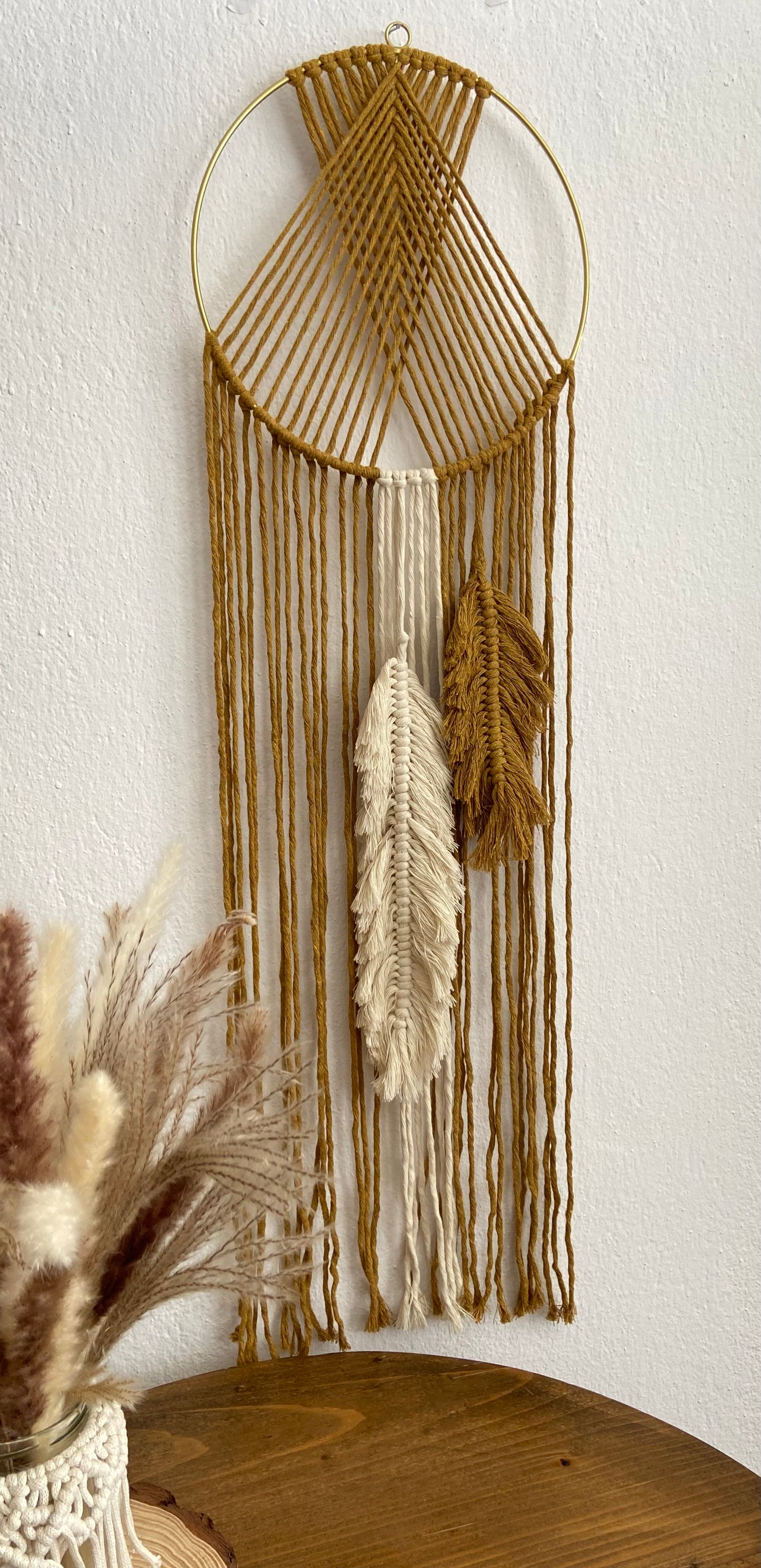 Boho Feather Hoop Wall Hanging