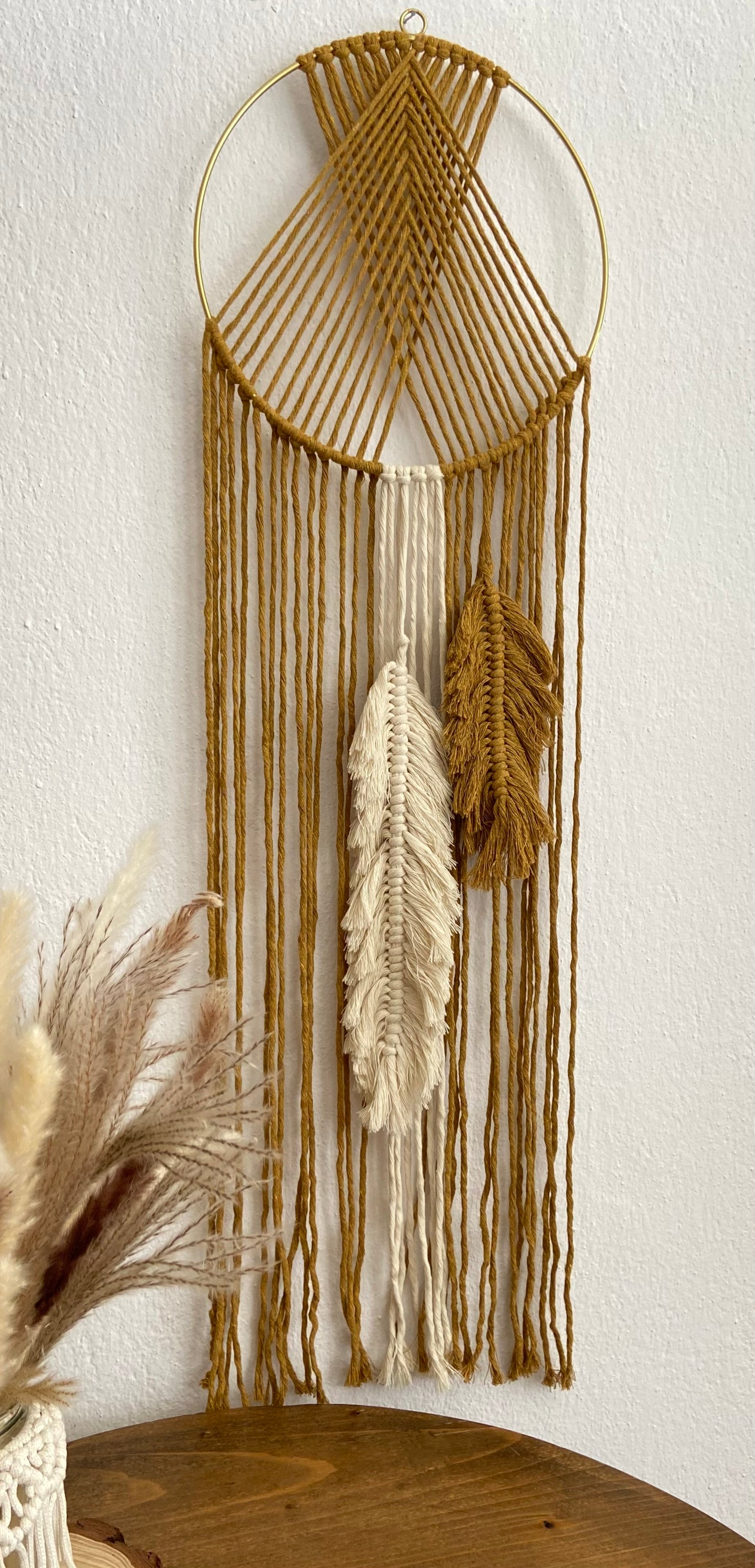 Boho Feather Hoop Wall Hanging