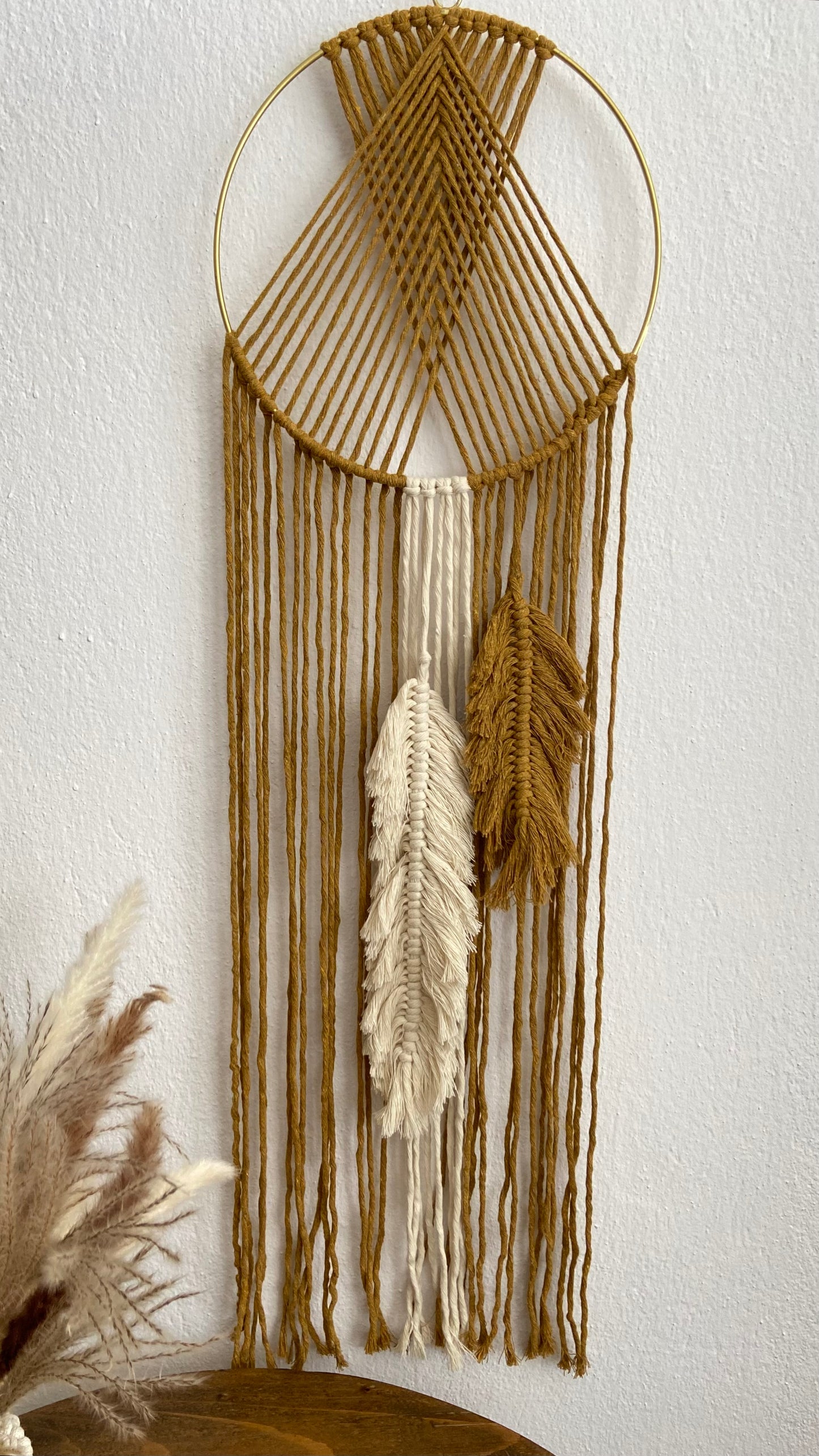 Boho Feather Hoop Wall Hanging