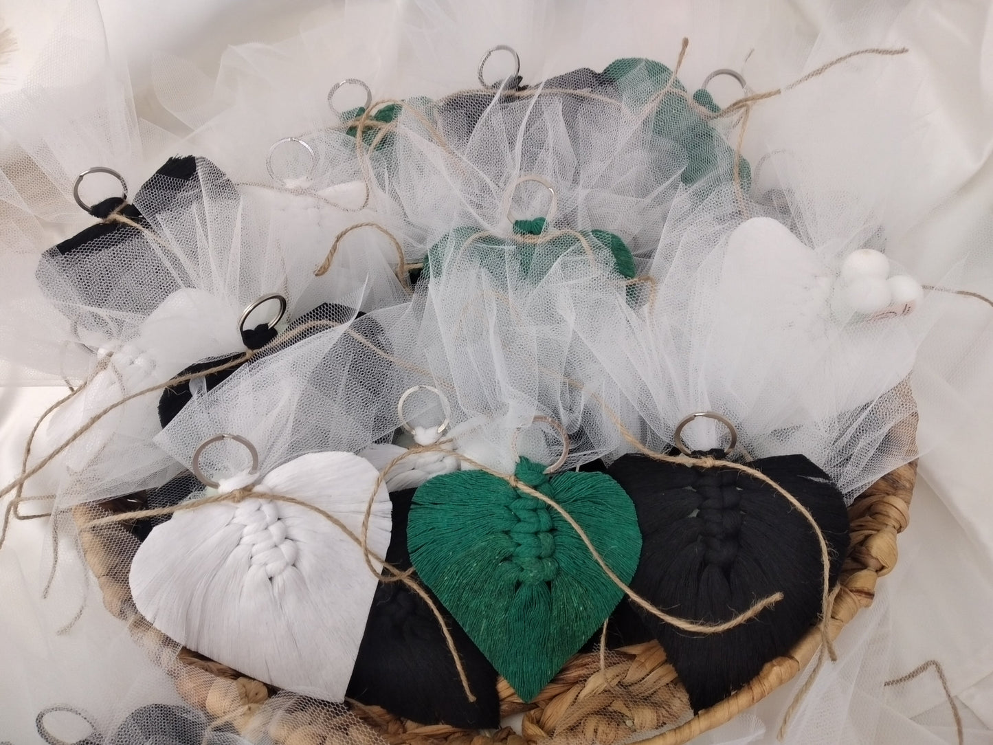 Μακραμέ Φύλλα Μπομπονιέρα Γάμου και Βάφτισης