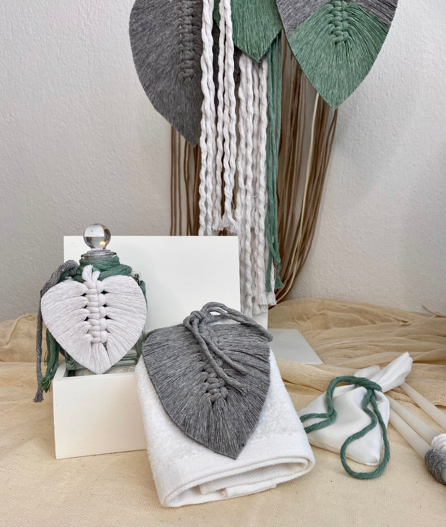 Σετ Βάπτισης Macrame Leaves