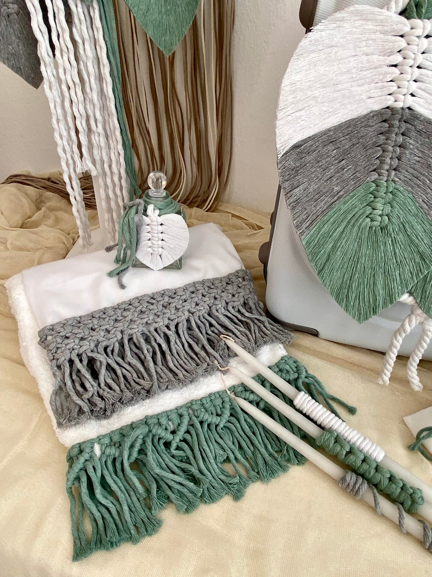 Σετ Βάπτισης Macrame Leaves