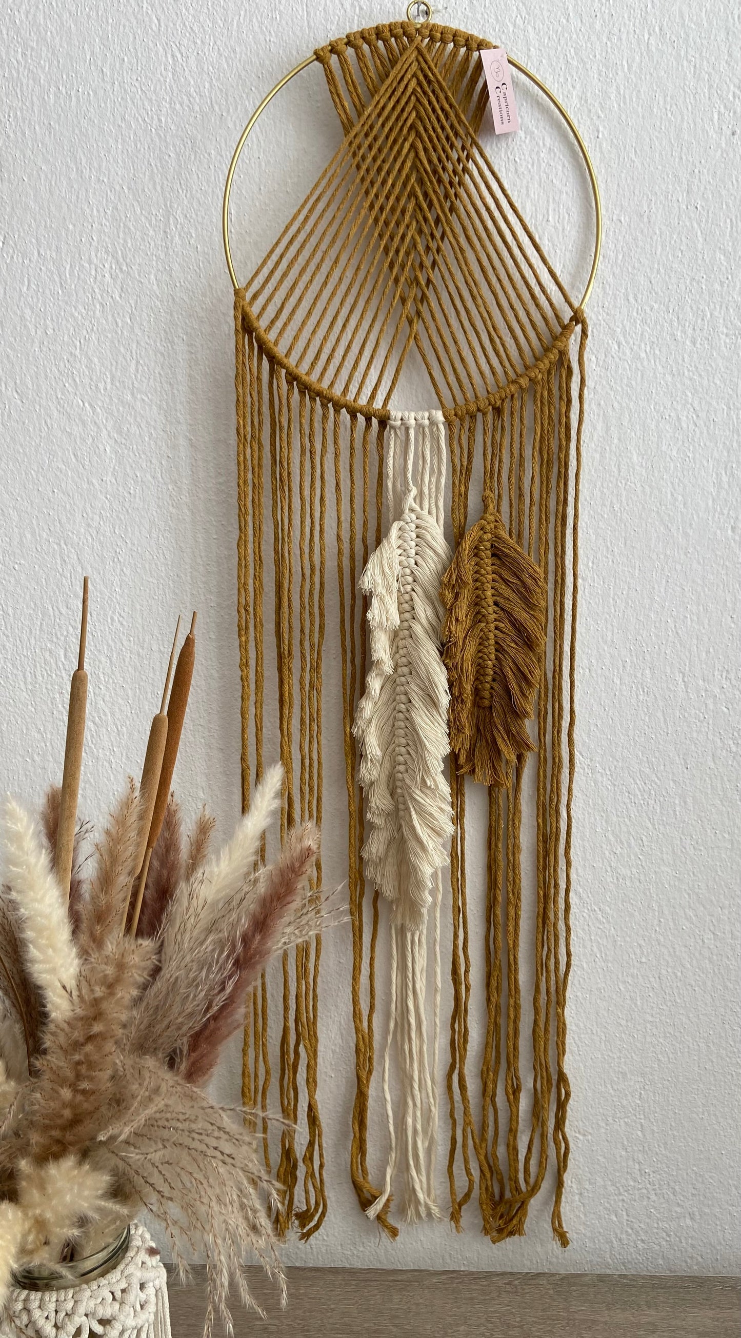 Boho Feather Hoop Wall Hanging