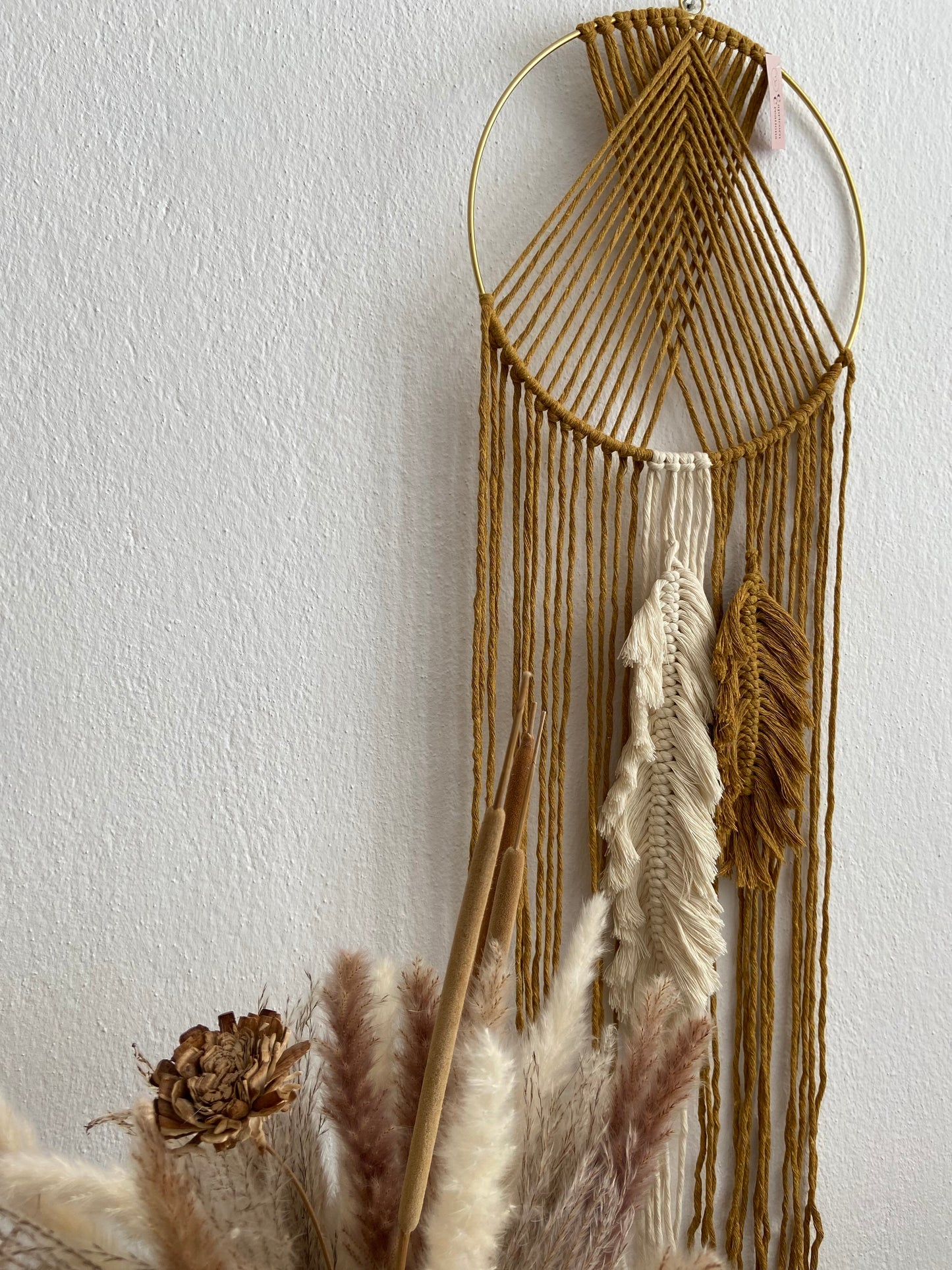 Boho Feather Hoop Wall Hanging