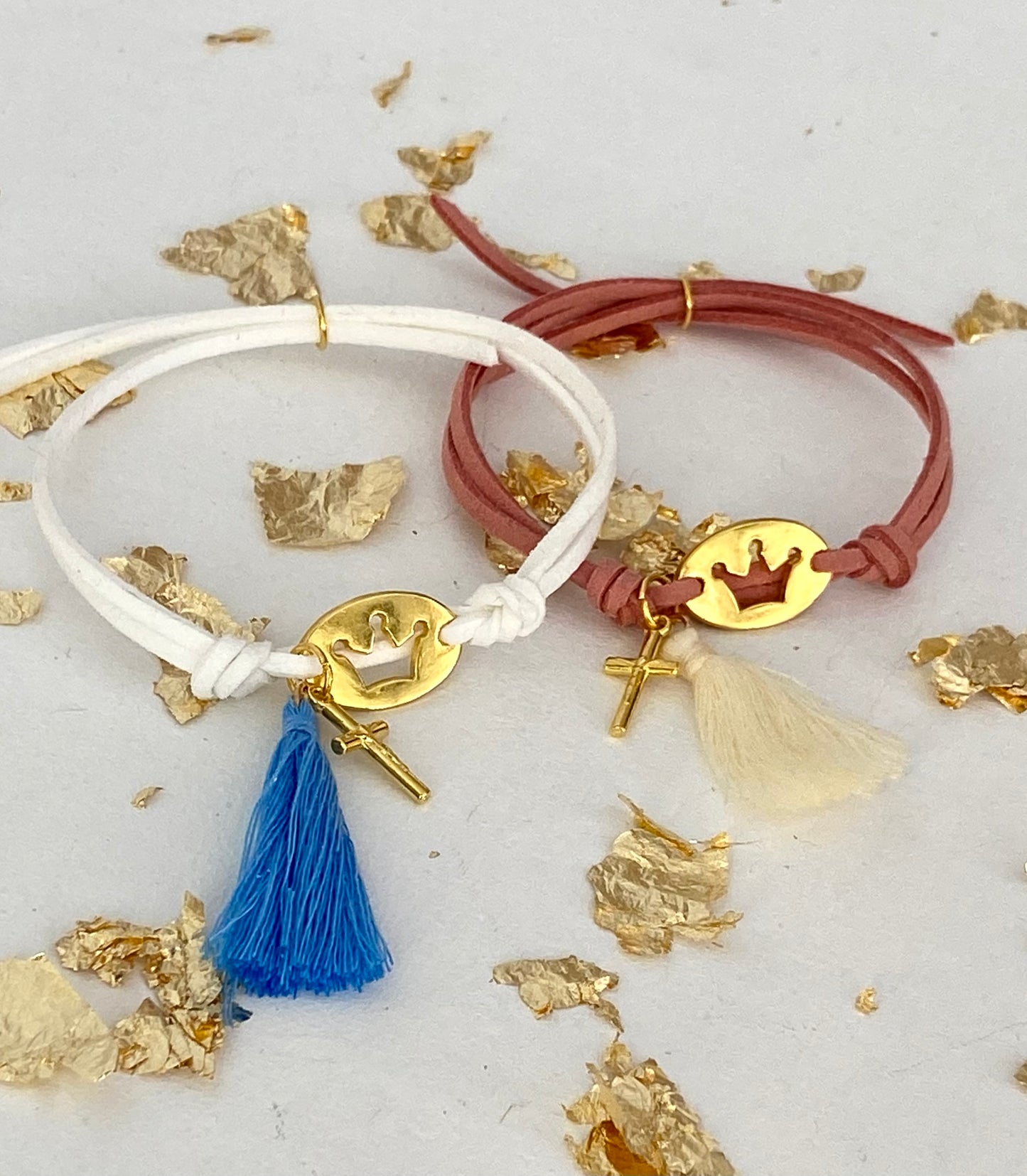 Μαρτυρικό Βραχιόλι Δέρμα με Κορώνα