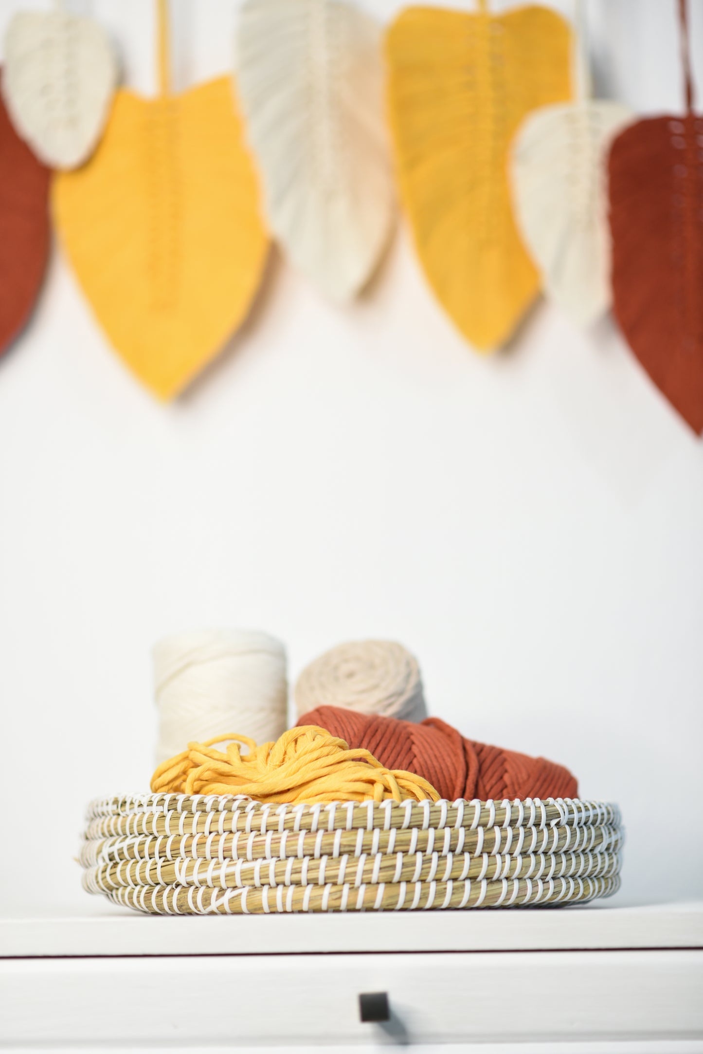 "Φυλλώδης Μαγεία" Μακραμέ Τοίχου με Φύλλα