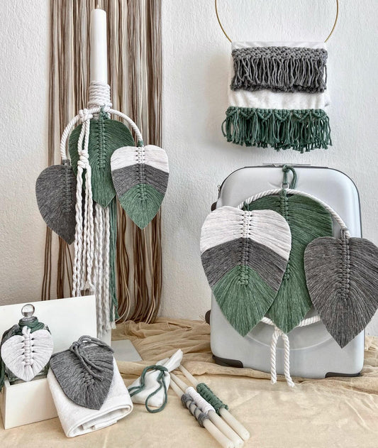 Σετ Βάπτισης Macrame Leaves