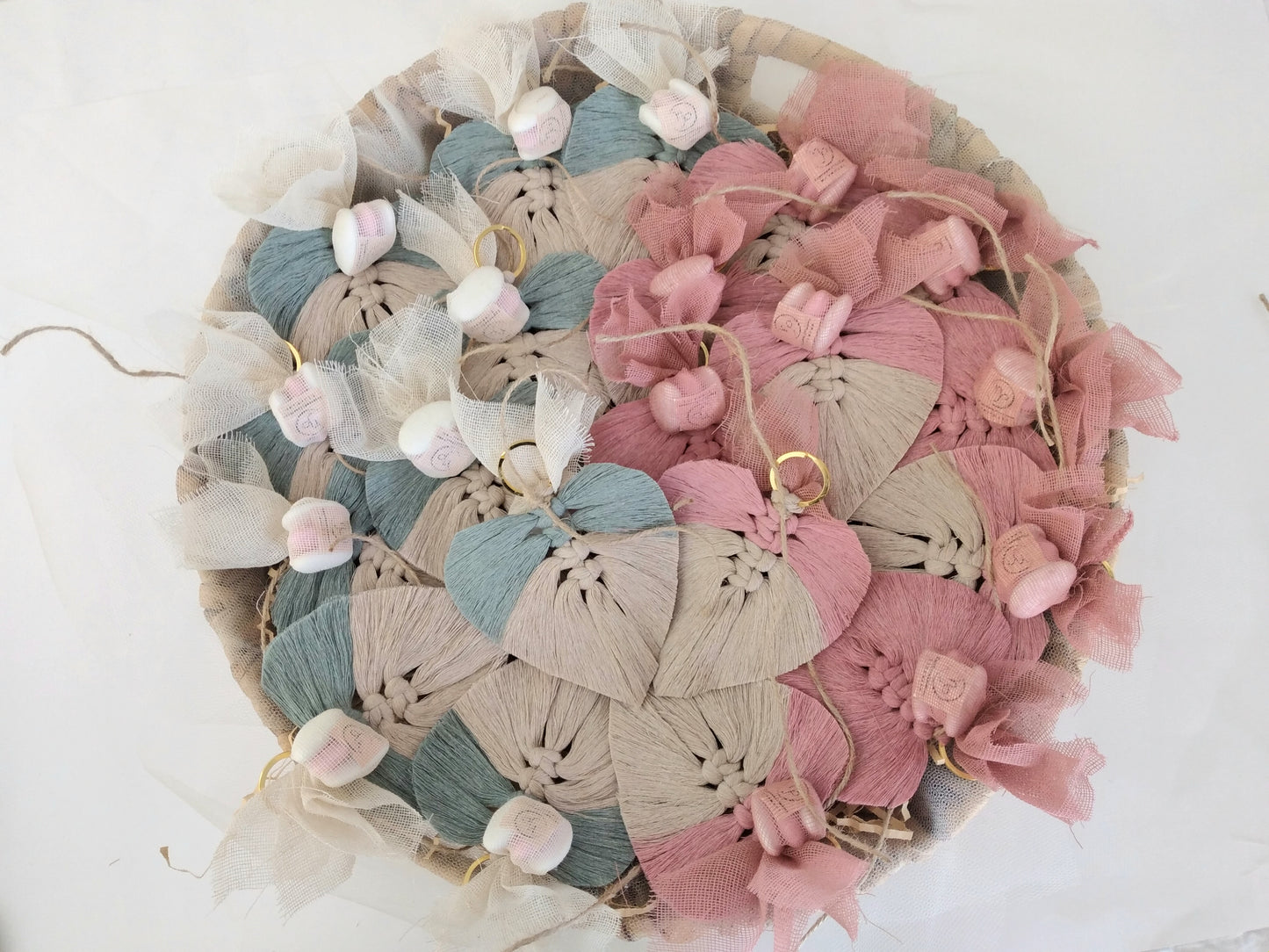 Μακραμέ Φύλλα Μπομπονιέρα με Διχρωμία