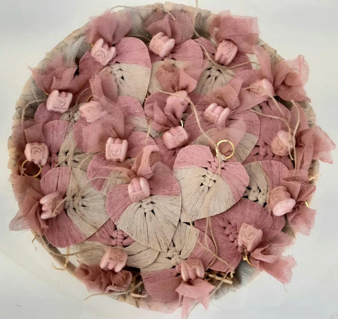 Μακραμέ Φύλλα Μπομπονιέρα με Διχρωμία