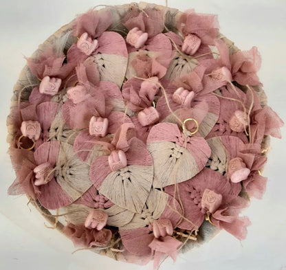 Μακραμέ Φύλλα Μπομπονιέρα με Διχρωμία