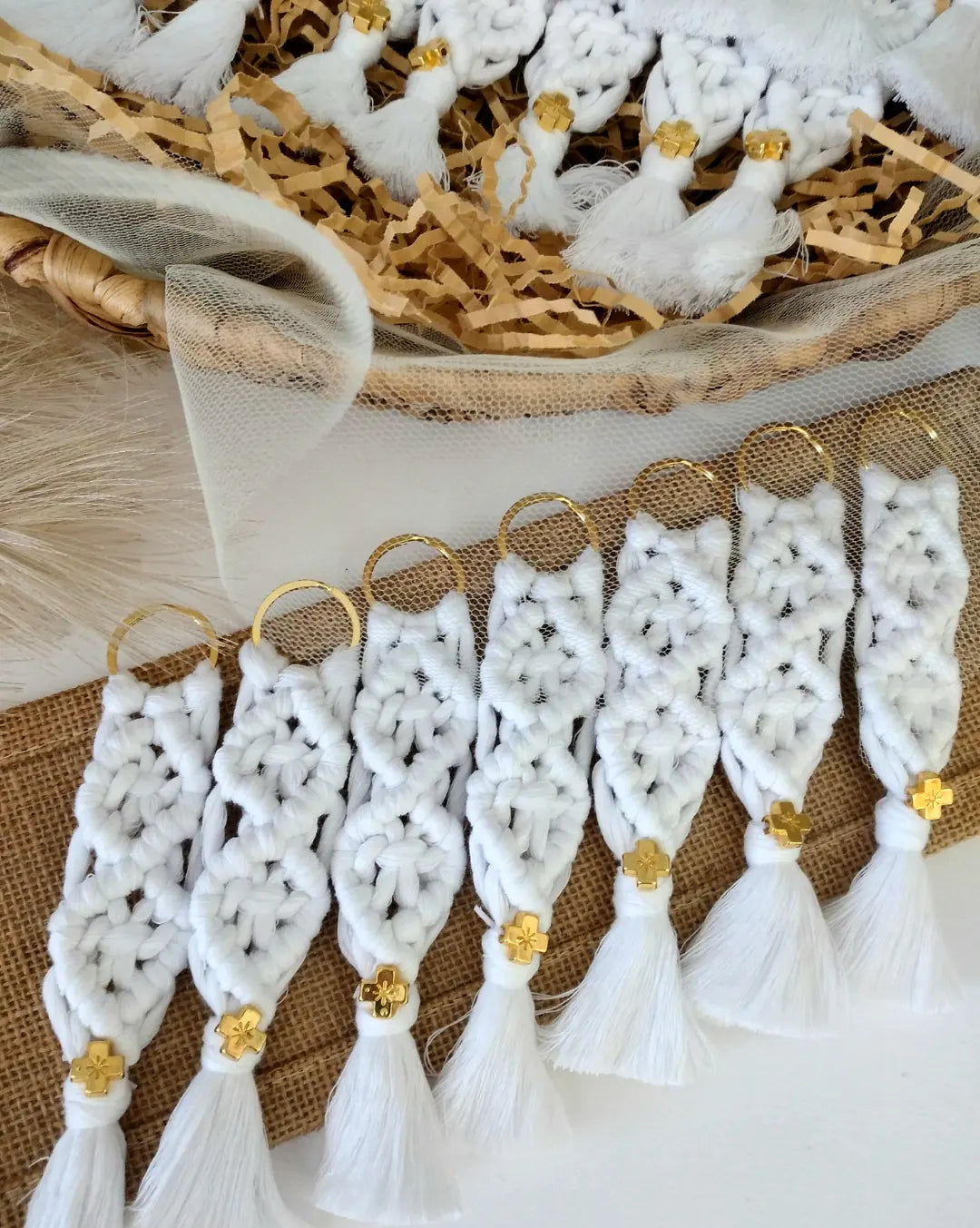 Μπομπονιέρα Grande Μακραμέ Μπρελόκ Με Σταυρουδάκι