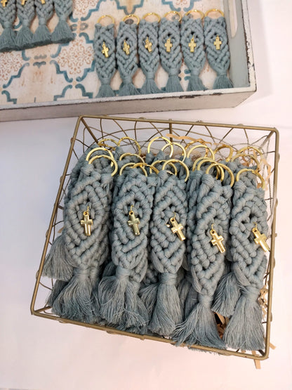 Μπομπονιέρα Grande Μακραμέ Μπρελόκ Με Σταυρουδάκι