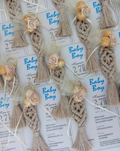 Μπομπονιέρα - Προσκλητήριο Μεγάλο Μακραμέ Μπρελόκ