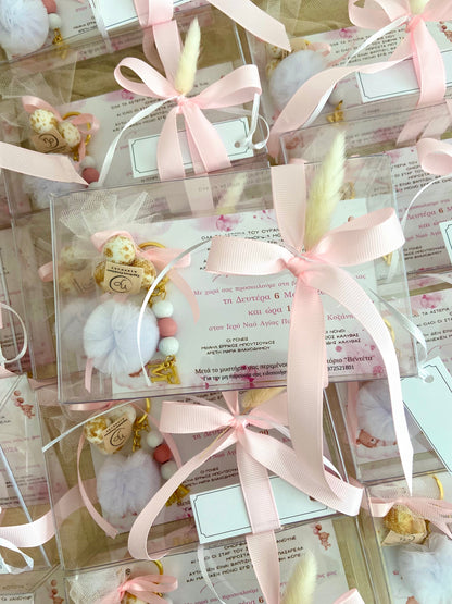 Μπομπονιέρα-Προσκλητήριο σε Διάφανο Κουτάκι