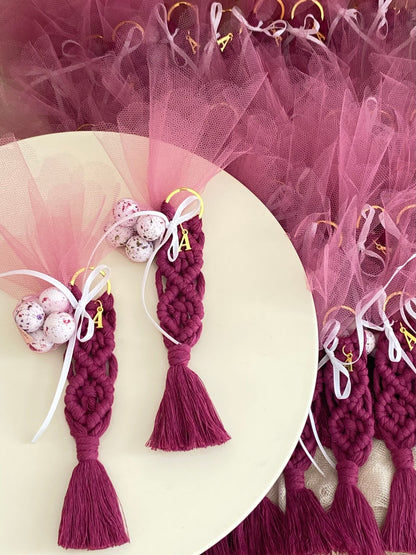 Μπομπονιέρα Μακραμέ Μπρελόκ Grande Με Μονόγραμμα