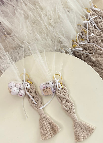 Μπομπονιέρα Μακραμέ Μπρελόκ Grande Με Μονόγραμμα