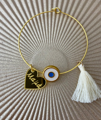 Μαρτυρικό Βραχιόλι Λεπτή Βέργα με Ματάκι για όλη την Οικογένεια