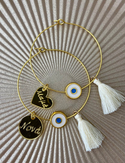 Μαρτυρικό Βραχιόλι Λεπτή Βέργα με Ματάκι για όλη την Οικογένεια