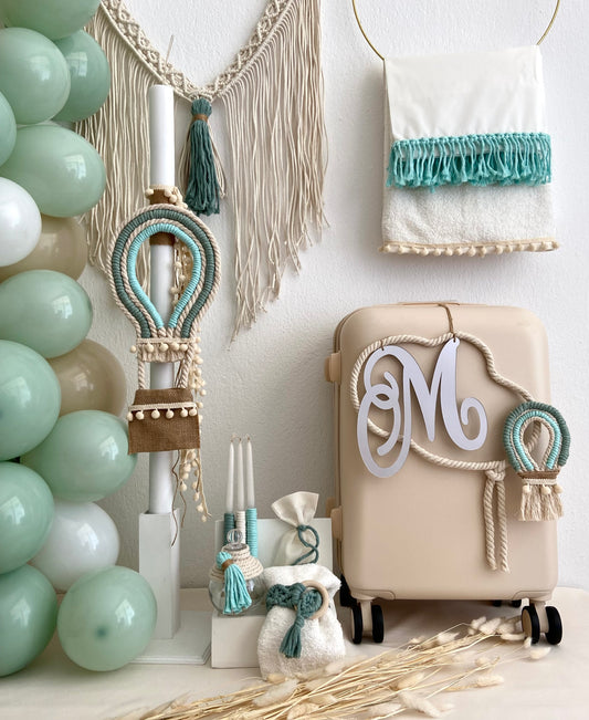 Σετ Βάπτισης Αερόστατο Με Μονόγραμμα