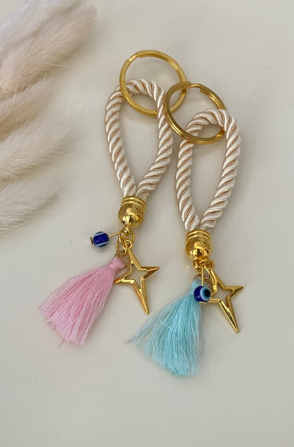 Μπρελόκ με Σατέν Κορδόνι και Σταυρό-Αστέρι