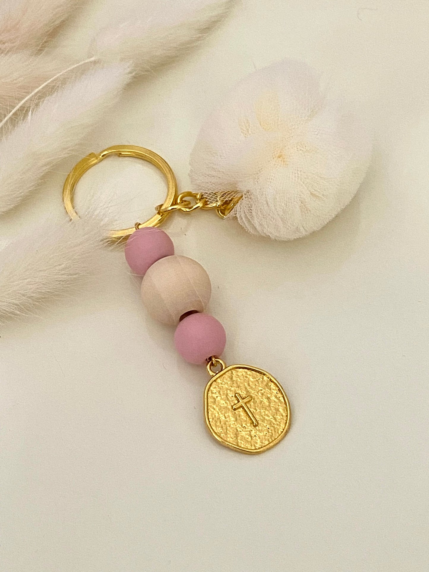 Μαρτυρικό Μπρελόκ με Ξύλινες Χάντρες Πον-Πον και Πρωτότυπο Σταυρό