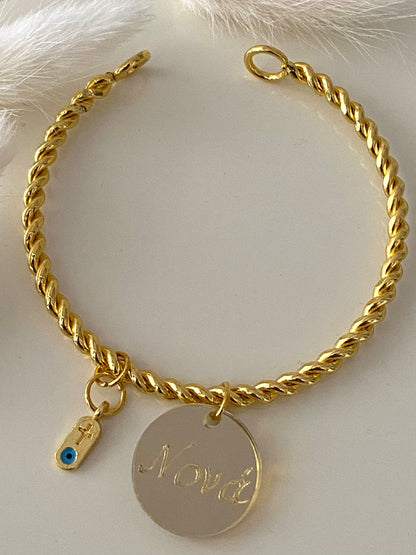 Μαρτυρικό Βραχιόλι με Χρυσή Σπειροειδή Βέργα