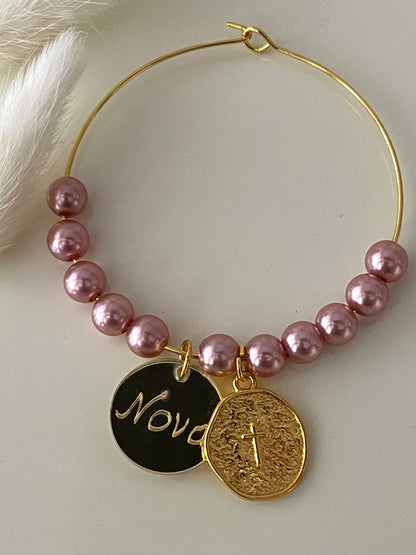 Βραχιόλι Λεπτή Βέργα με Πέρλες και Φλουρί