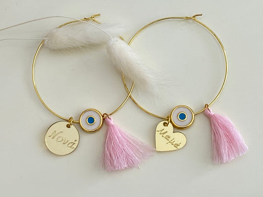 Κομψό Βραχιόλι Χειροπέδα Με Ματάκι Και Φουντίτσα