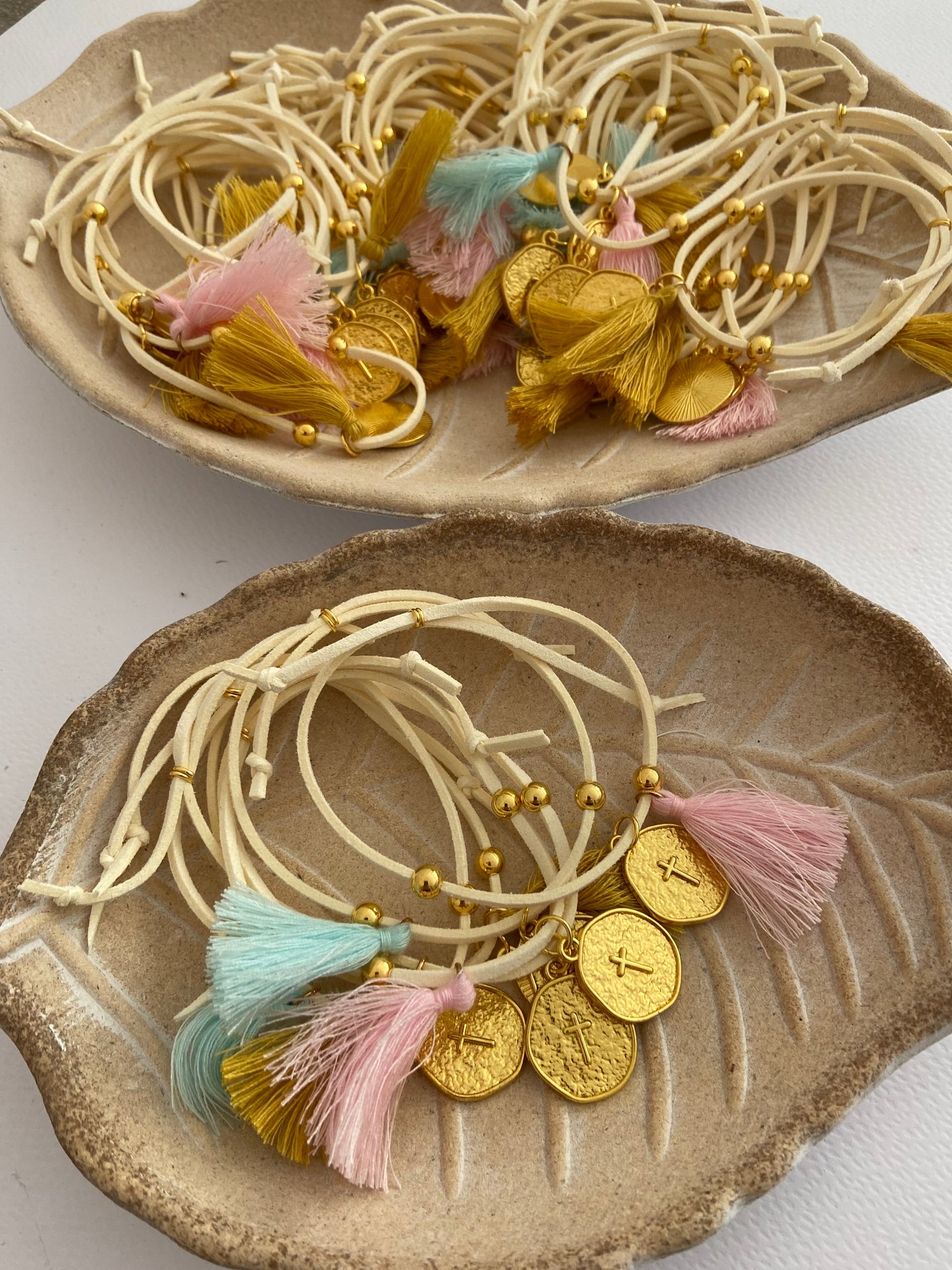 Μαρτυρικό Βραχιόλι ή Κολιέ Δέρμα με Σταυρό σε Φλουρί