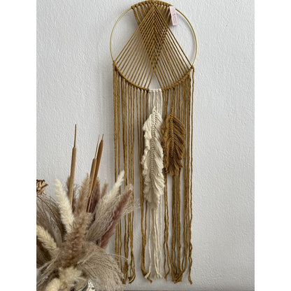 Boho Feather Hoop Wall Hanging