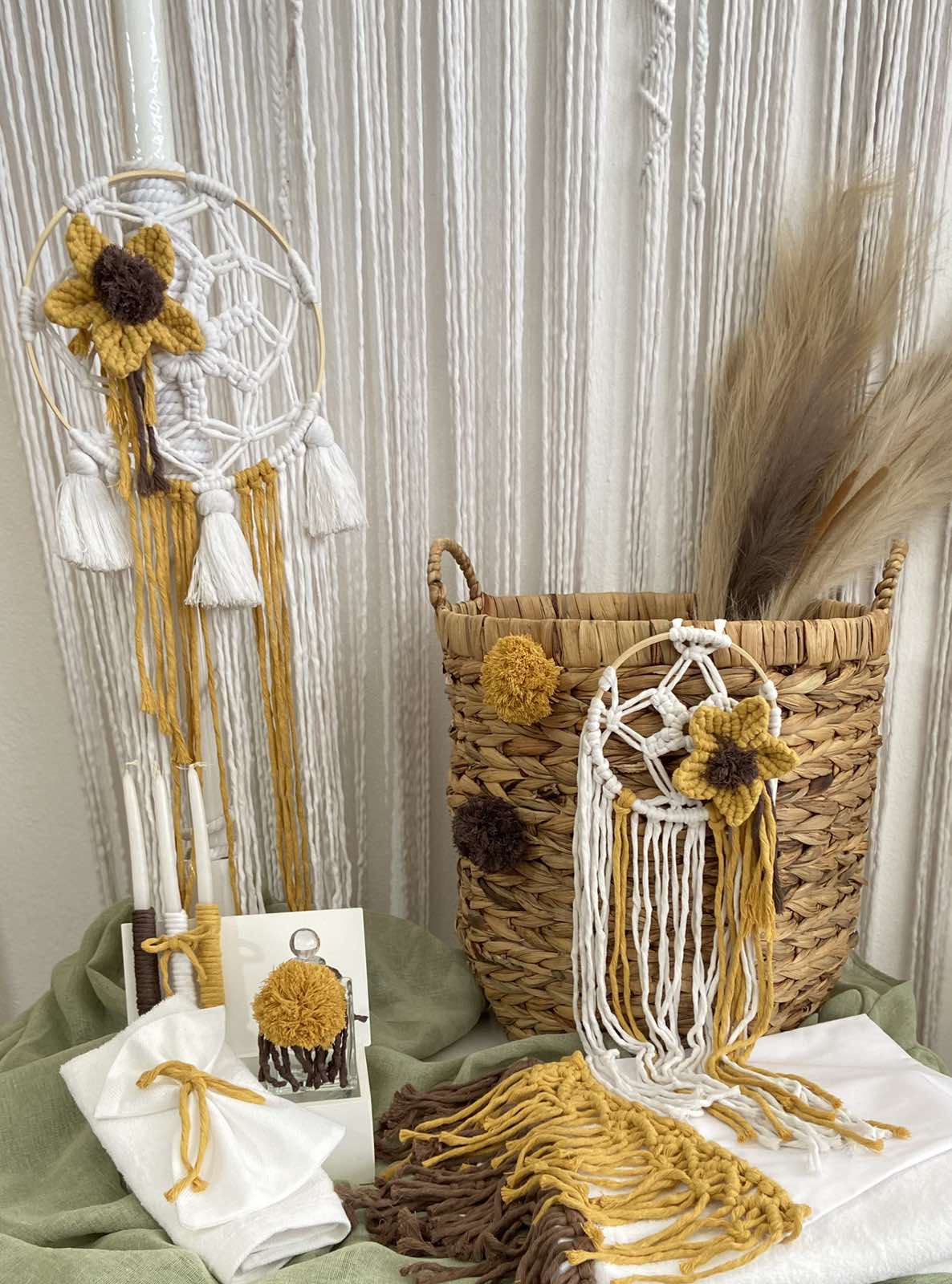 Σετ Βάπτισης Macrame Sunflower