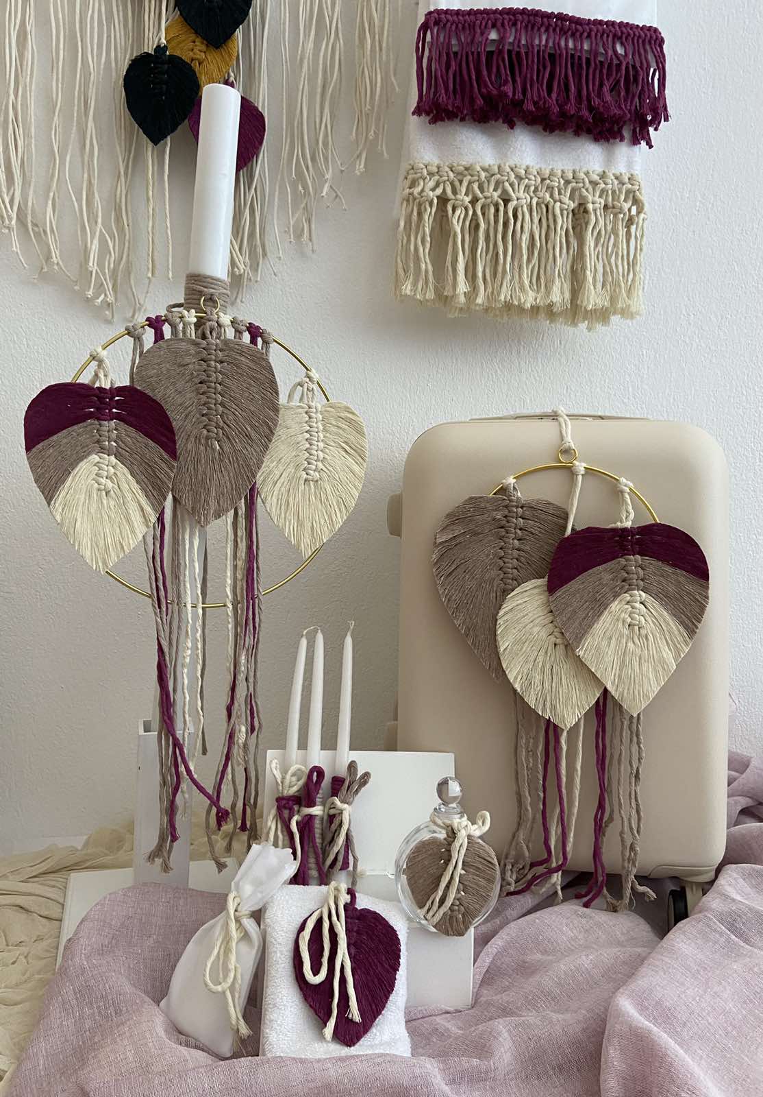 Σετ Βάπτισης Macrame Leaves