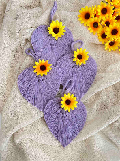 Μπομπονιέρα Μακραμέ Φύλλο με Λουλουδάκι