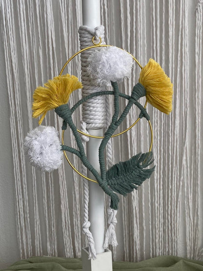 Ονειρικό Σετ Βάπτισης με Χειροποίητα Μακραμέ Λουλούδια σε Boho Στυλ